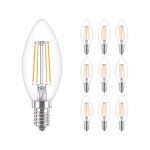 Confezione Multipack 10x Philips Corepro LEDcandle E14 Filamento Chiara 4.3W 470lm - 827 Bianco Molto Caldo | Sostitutiva 40W