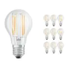 Confezione Multipack 10x Ledvance CLASSIC LED E27 Pera Filamento Chiara 7.5W 1055lm - 827 Bianco Molto Caldo | Dimmerabile - Sostitutiva 75W