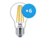 Confezione Multipack 6x Philips Corepro LEDbulb E27 Pera Chiara 10.5W 1521lm - 827 Bianco Molto Caldo | Sostitutiva 100W